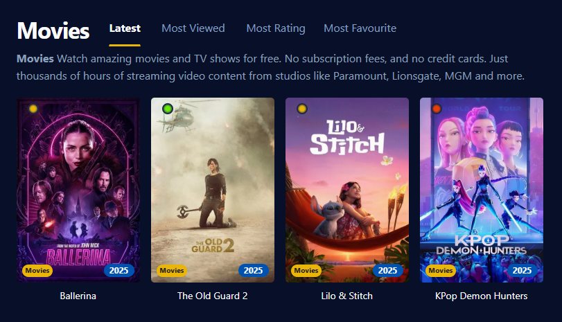 Screenshot illustrating the Wooflix user interface